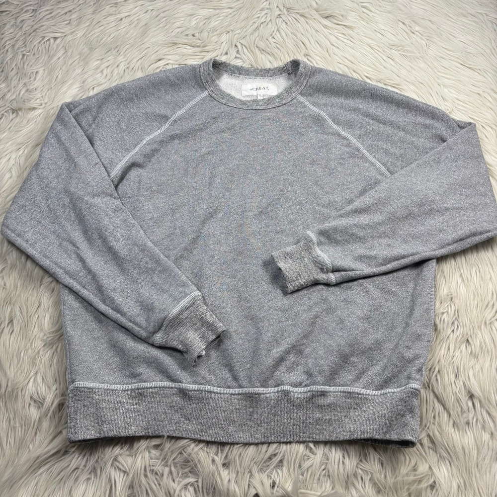 The Great Women's L Heathered Gray Crew Sweatshirt Quality Basics Classic